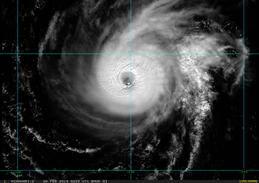 03UTC: Typhoon WUTIP(02W) ,Category 4 US, slow-moving and forecast to weaken rapidly after 24hours, no threat to land