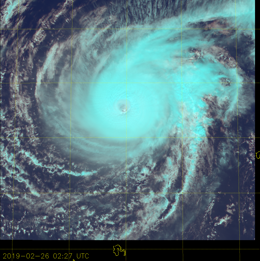 03UTC: Typhoon WUTIP(02W) ,Category 4 US, slow-moving and forecast to weaken rapidly after 24hours, no threat to land