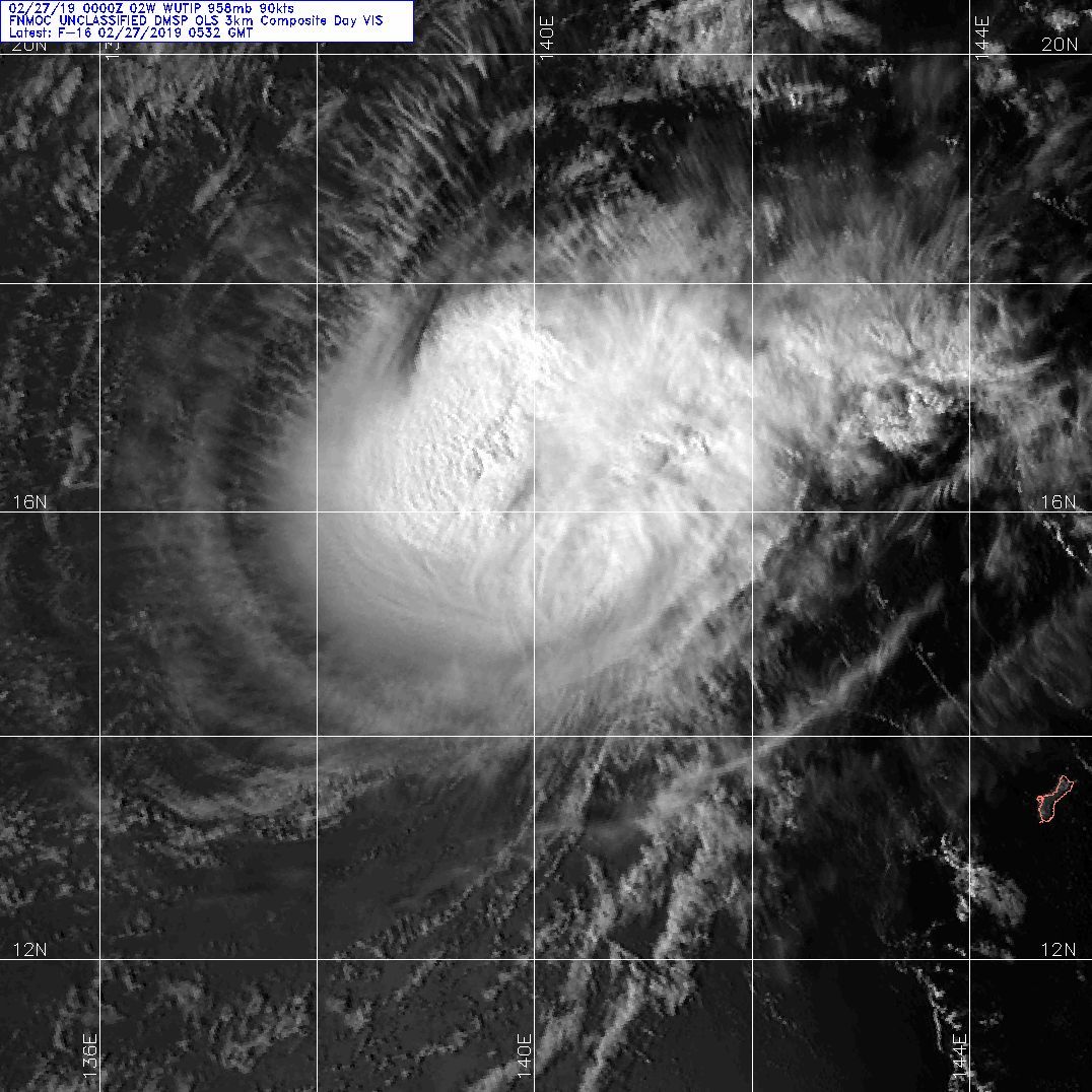 09UTC: Typhoon WUTIP(02W) category 1 US, weakening rapidly and forecast to fall below 35knots in 48hours