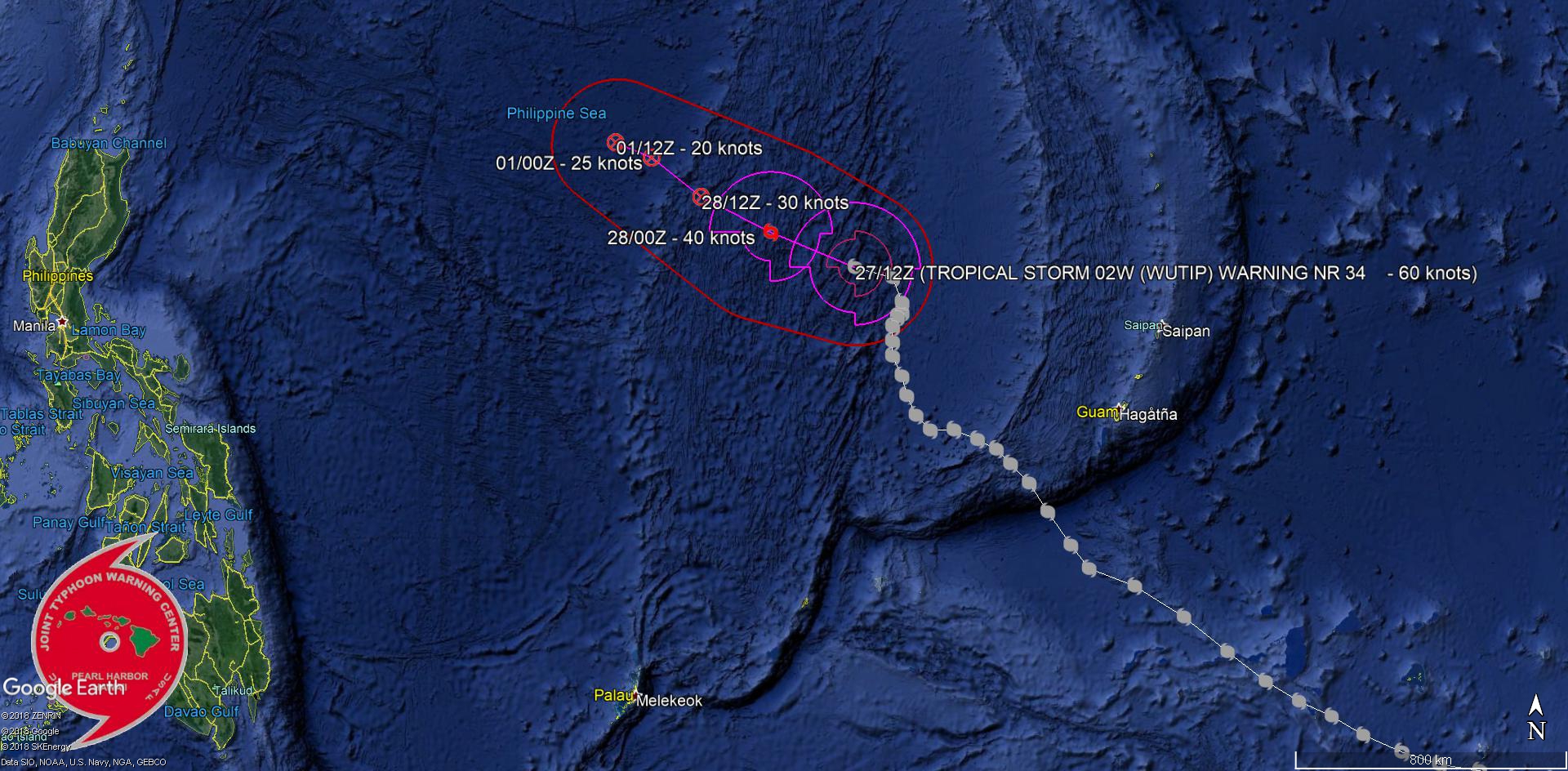 15UTC: WUTIP(02W) non longer a typhoon,weakening rapidly and forecast to fall below 35knots in 24hours