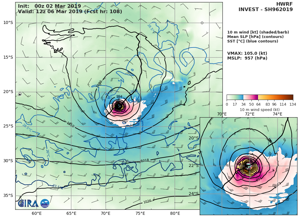 HWRF AT 00UTC: 105KT AT +108H