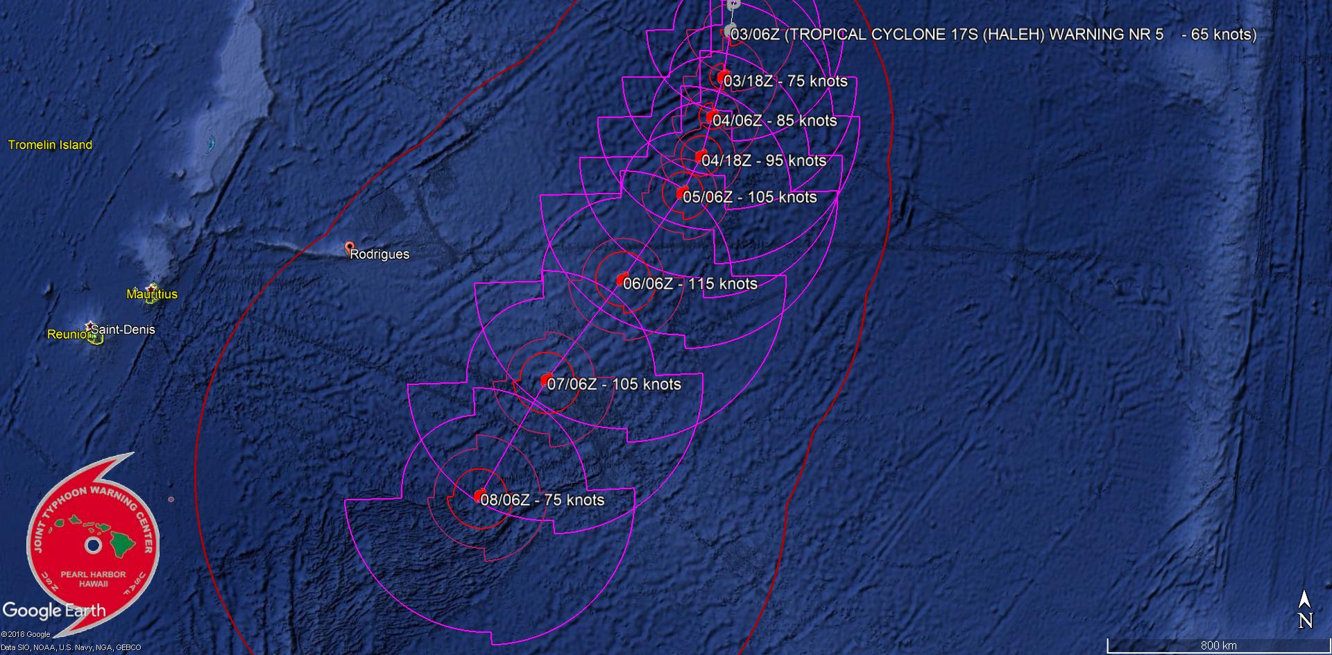 09UTC: TC HALEH(17S) category 1 US, slow-moving and intensifying to a possible peak at Category 4 in 72hours