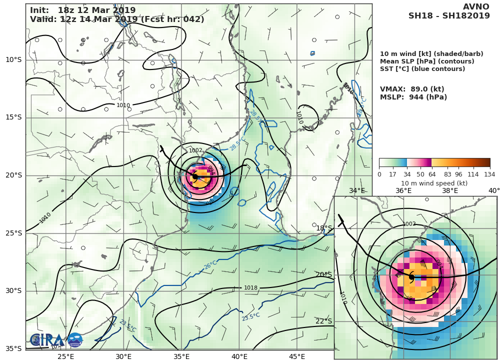 03UTC: cyclone IDAI(18S) 560km to Beira, slowly approaching, could hit the area shortly after 36hours