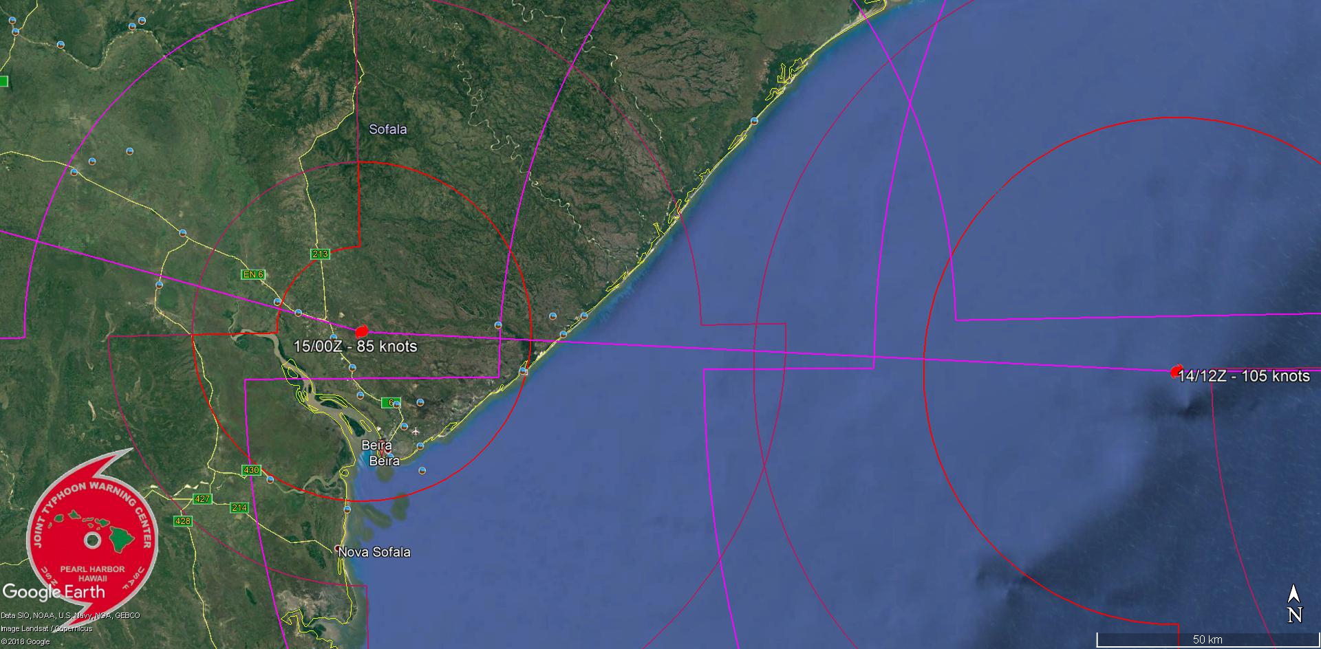 FORECAST LANDFALL AREA SHORTLY BEFORE 24HOURS