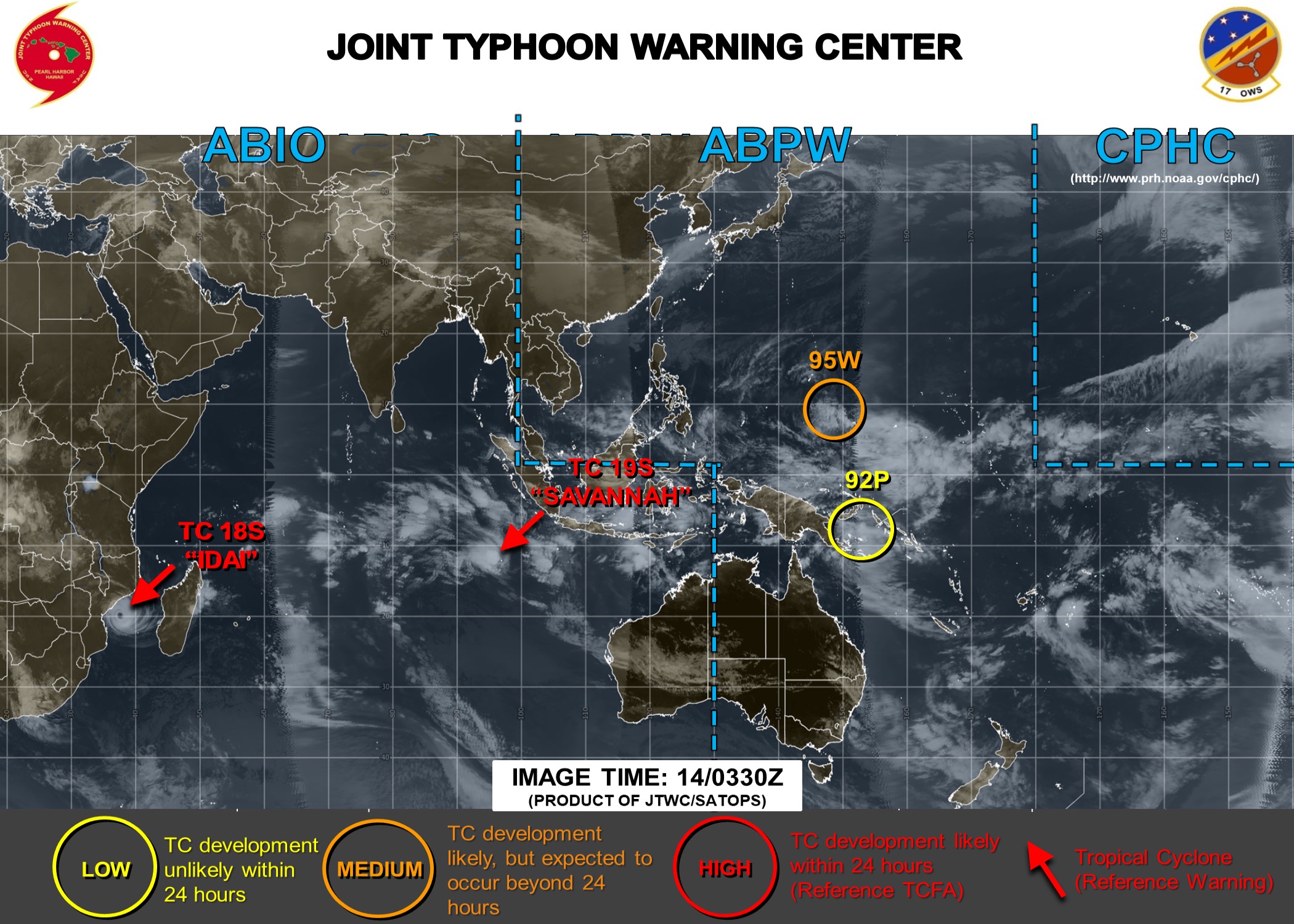 Busy at JTWC...2 full-blown cyclones and 4 invest areas to monitor