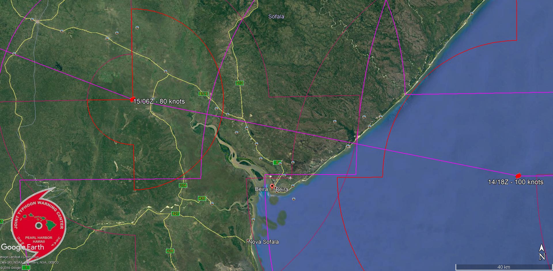 FORECAST LANDFALL AREA IN 18H