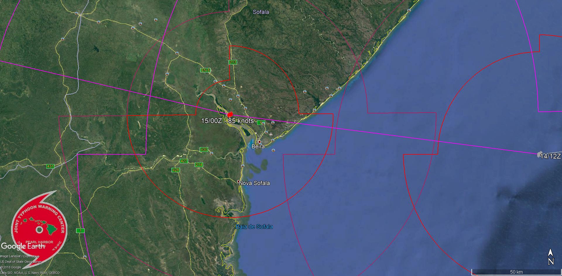 FORECAST LANDFALL AREA IN LESS THAN 12H