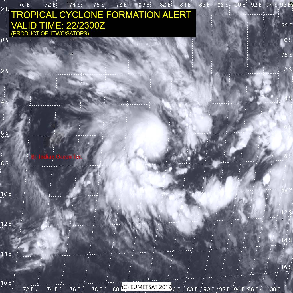 00UTC: South Indian: 90S is likely to intensify next 24hours east of the Chagos