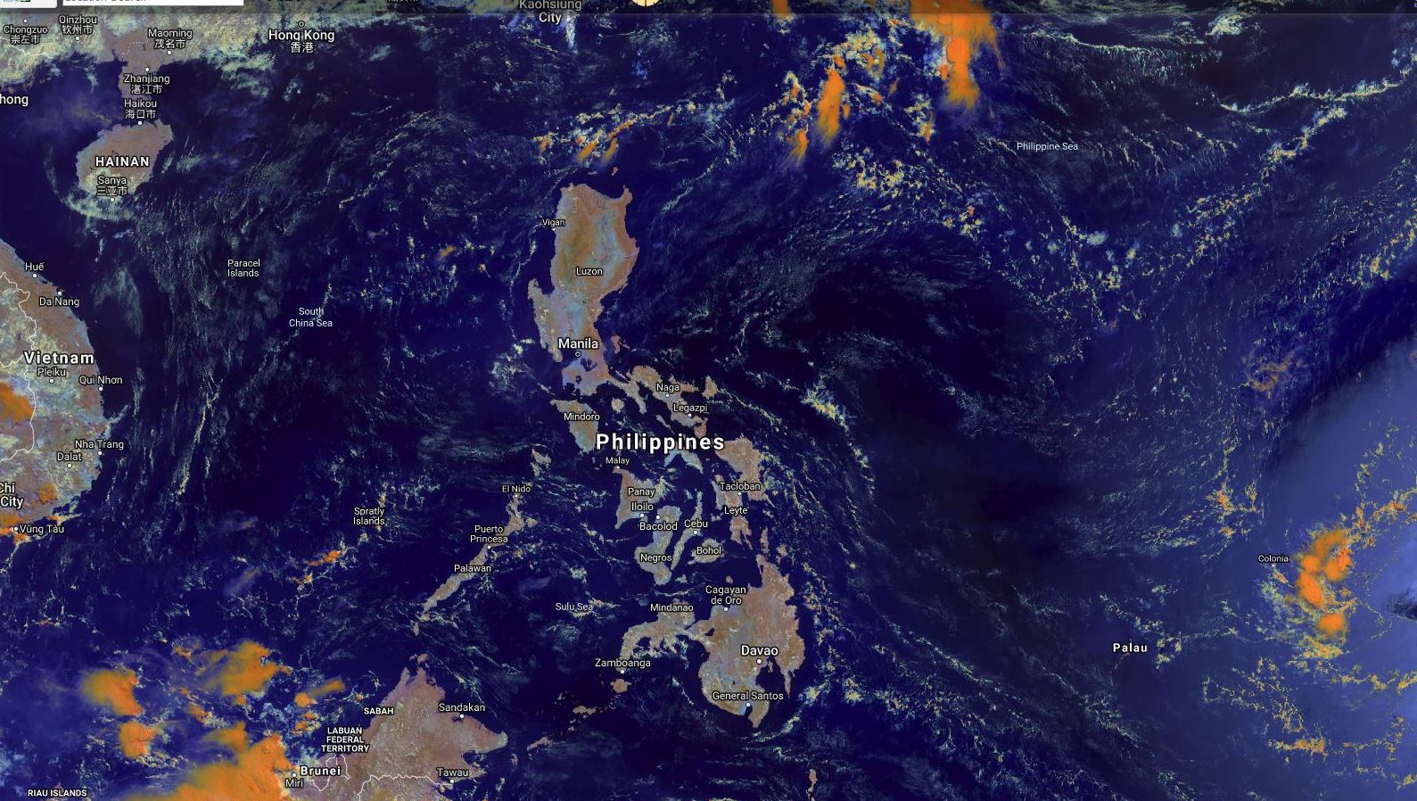 Calm and dry over the Philippines area. SSEC