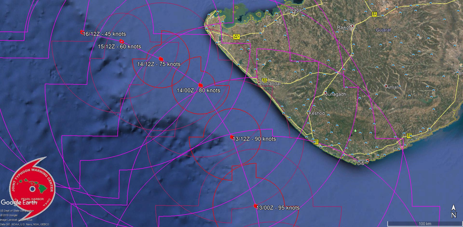 FORECAST TO TRACK NEAR PORBANDAR IN 24/36H