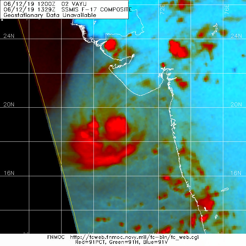 Cyclone VAYU(02A) category 2 US is gradually approaching Porbandar area