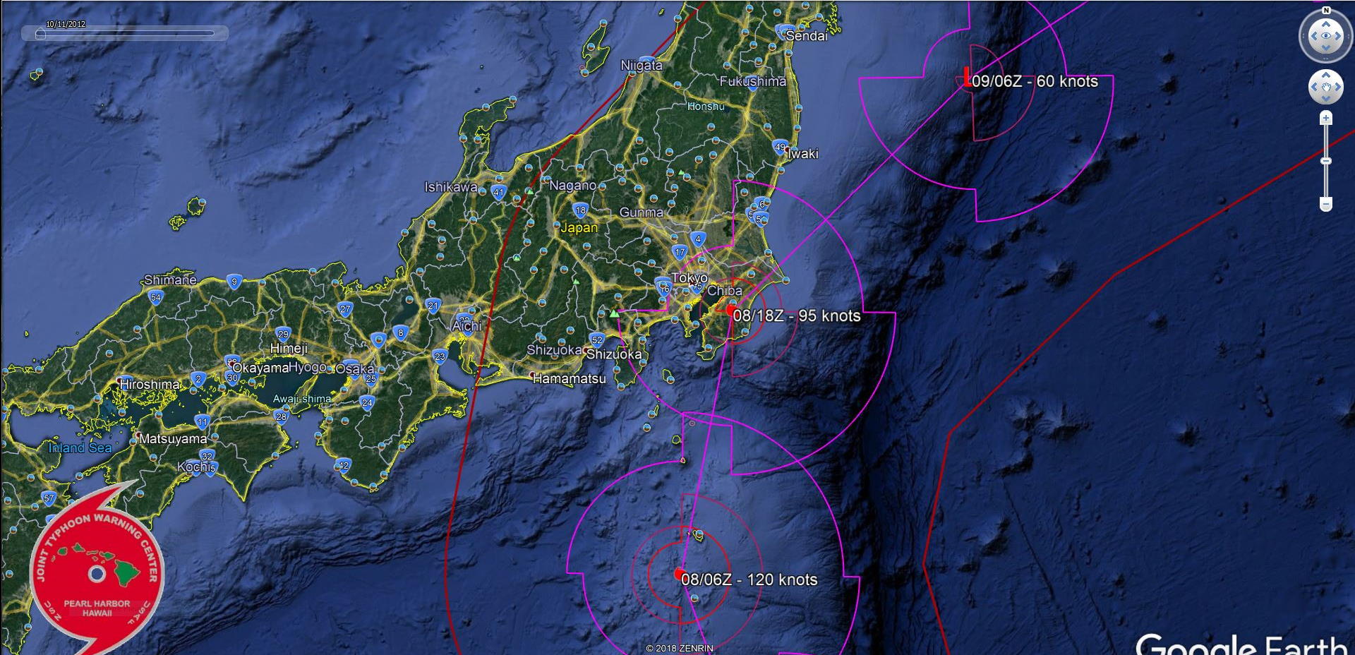 FORECAST TRACK NEAR TOKYO