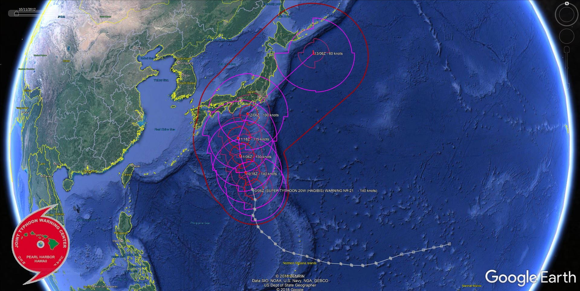 STY Hagibis could be close to the Tokyo area shortly after 48h still as a powerful cyclone