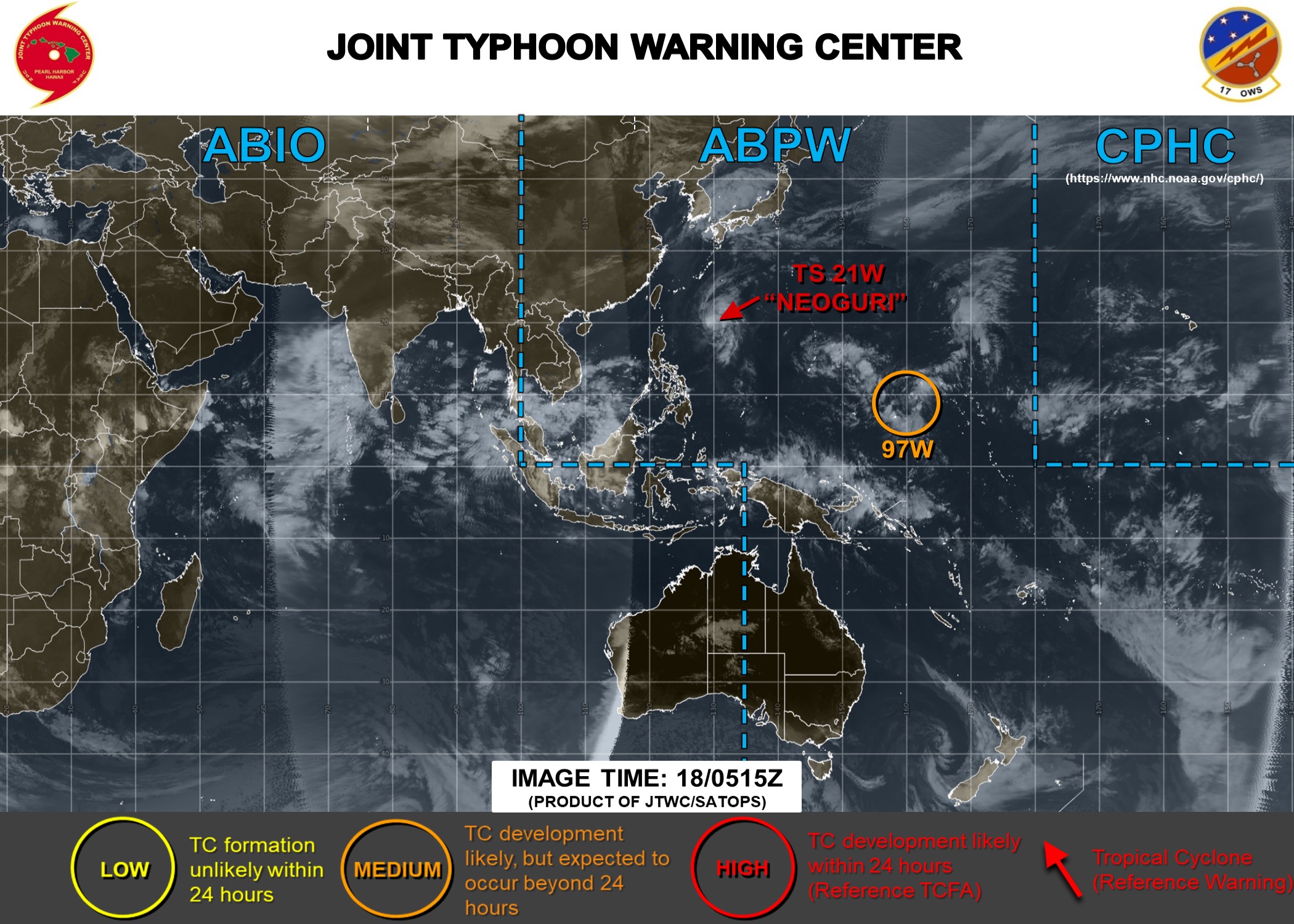 Invest 97W upgraded to Medium. TS Neoguri(21W) update