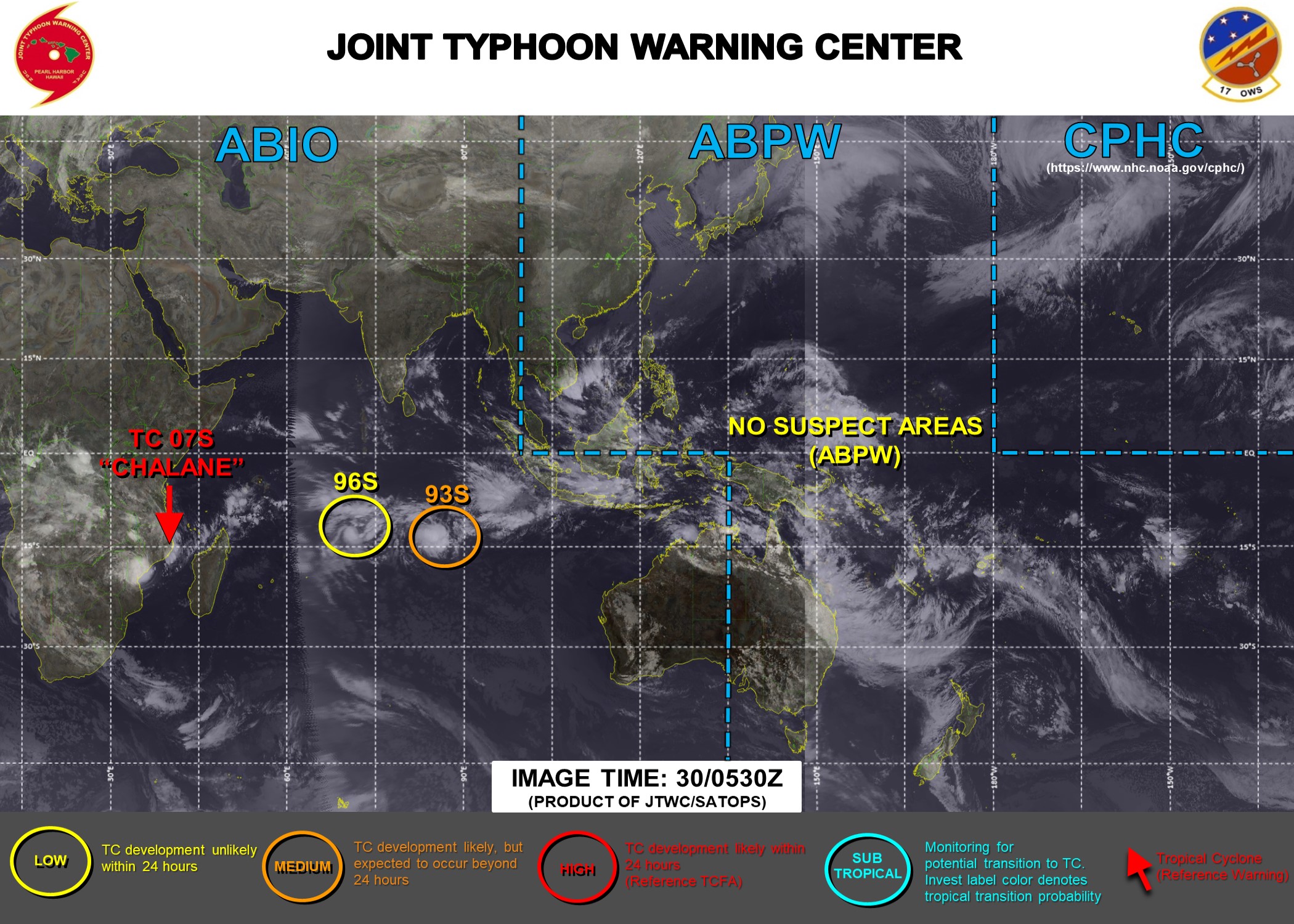 TC 07S: OVER-LAND AND WEAKENING. 93S: MEDIUM CHANCES OF SUSTAINED 35KNOTS WINDS NEAR THE CENTER WITHIN 24HOURS. 96S: LOW CHANCES. UPDATE AT 30/06UTC.