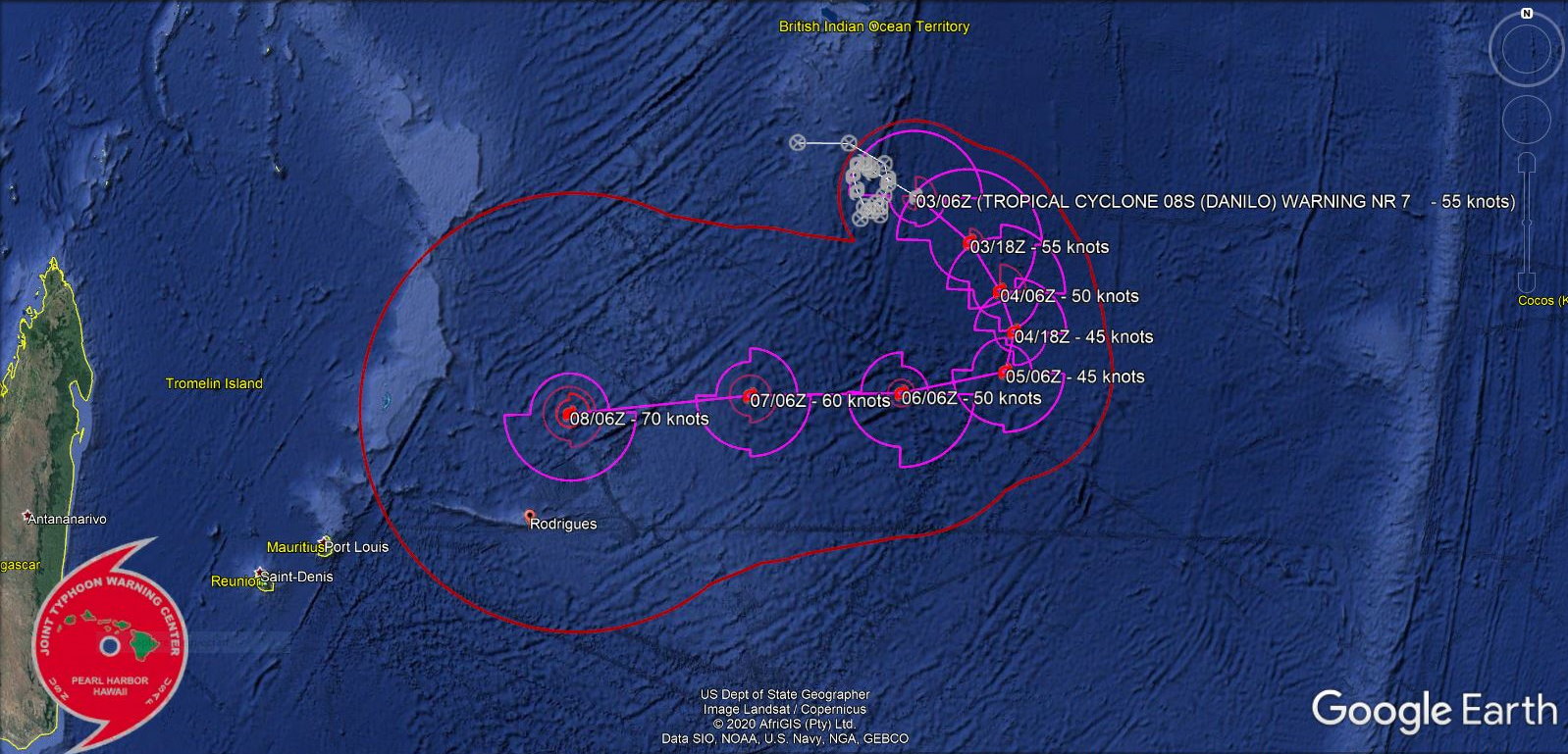 TC 08S IS FORECAST TO REMAIN AT 55 KNOTS THROUGH 12H,  BUT WEAKEN TO 45 KNOTS BY 48H AS THE CORE IS DISRUPTED BY  INTERACTION AND ULTIMATE ABSORBTION OF INVEST 93S. AFTER THE SYSTEM  REFORMS AND BEGINS TO MOVE WEST, THE UPPER-LEVEL ENVIRONMENT IS  EXPECTED TO IMPROVE ALLOWING FOR STEADY INTENSIFICATION THROUGH 120H.