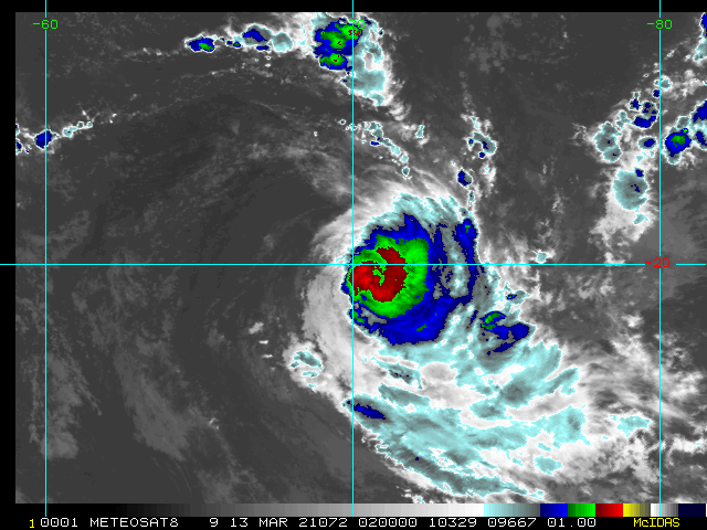 24S(HABANA). 13/02UTC. RAPIDLY WEAKENING SATELLITE SIGNATURE.