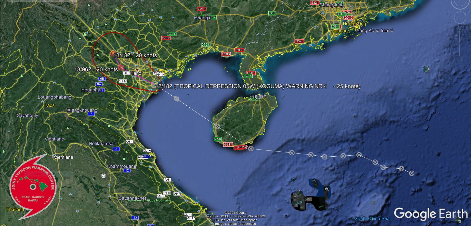 05W BRIEFLY REACHED 35KNOTS OVER THE GULF OF TONKIN AND WAS NAMED KOGUMA.