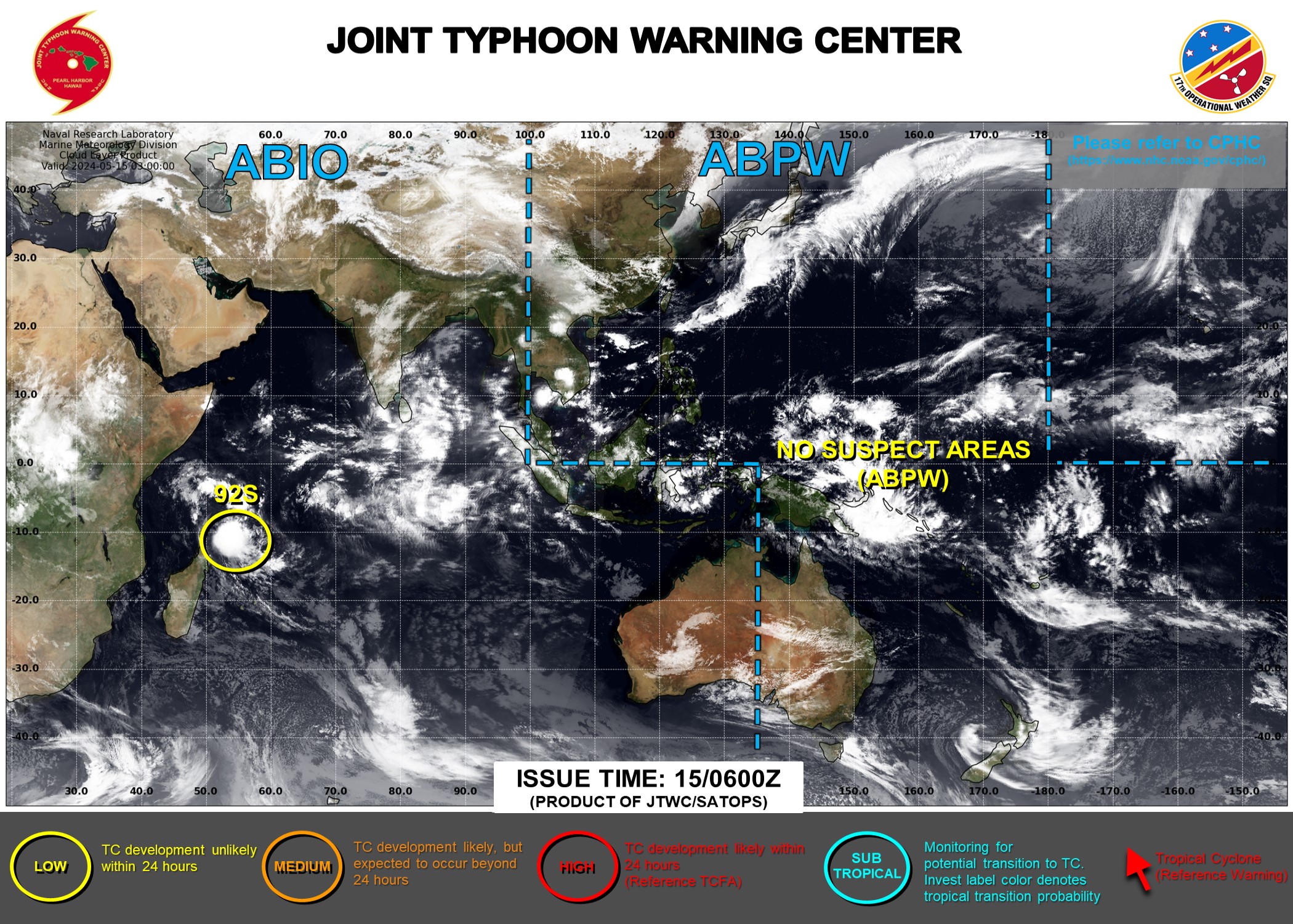 JTWC IS ISSUING 3HOURLY SATELLITE BULLETINS ON INVEST 92S.