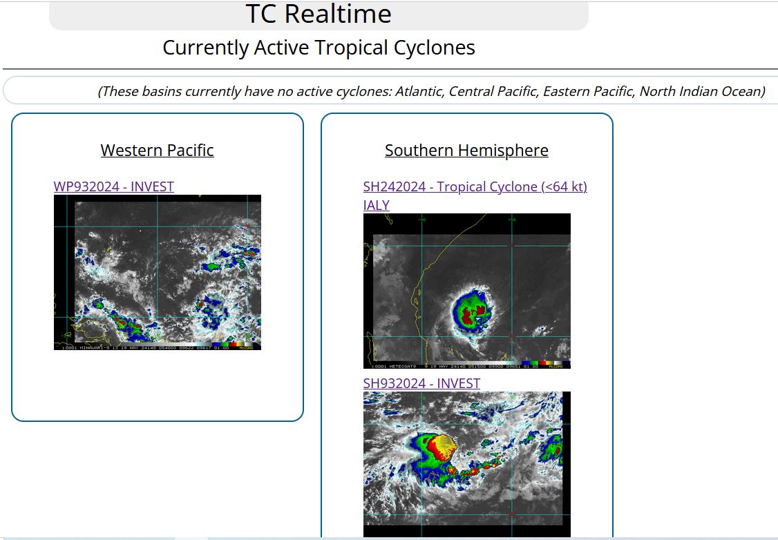 TC 24S(IALY) peaks as a strong tropical storm// INVEST 93S// INVEST 93W// ECMWF 10 Day Storm Tracks// 1906utc