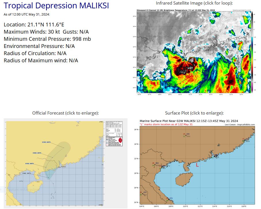 TD 02W(MALIKSI) making landfall//01W(EWINIAR) extratropical//INVEST 94S// ECMWF 10 Day Strom Tracks//3115utc
