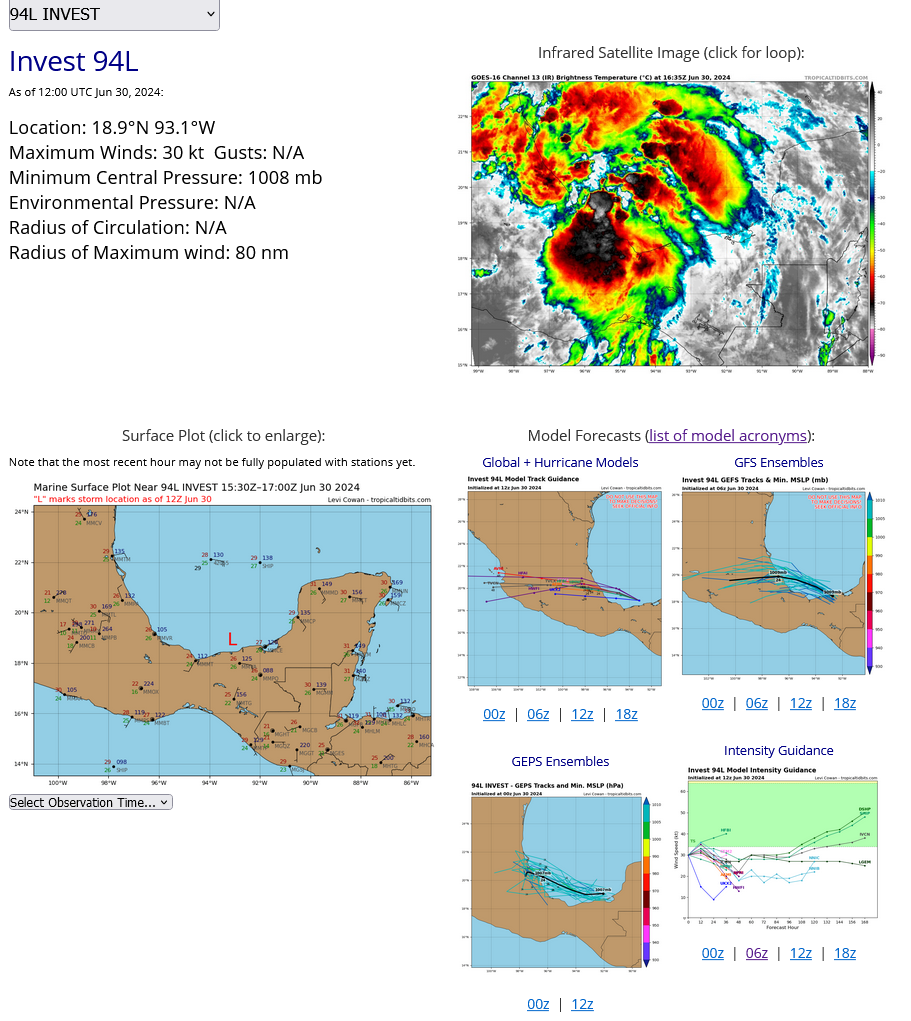 CAT 3 Hurricane 02L(BERYL) intensifying next 24h//INVEST 94L// INVEST 96L// ECMWF 10 Day Strom Tracks//3015utc