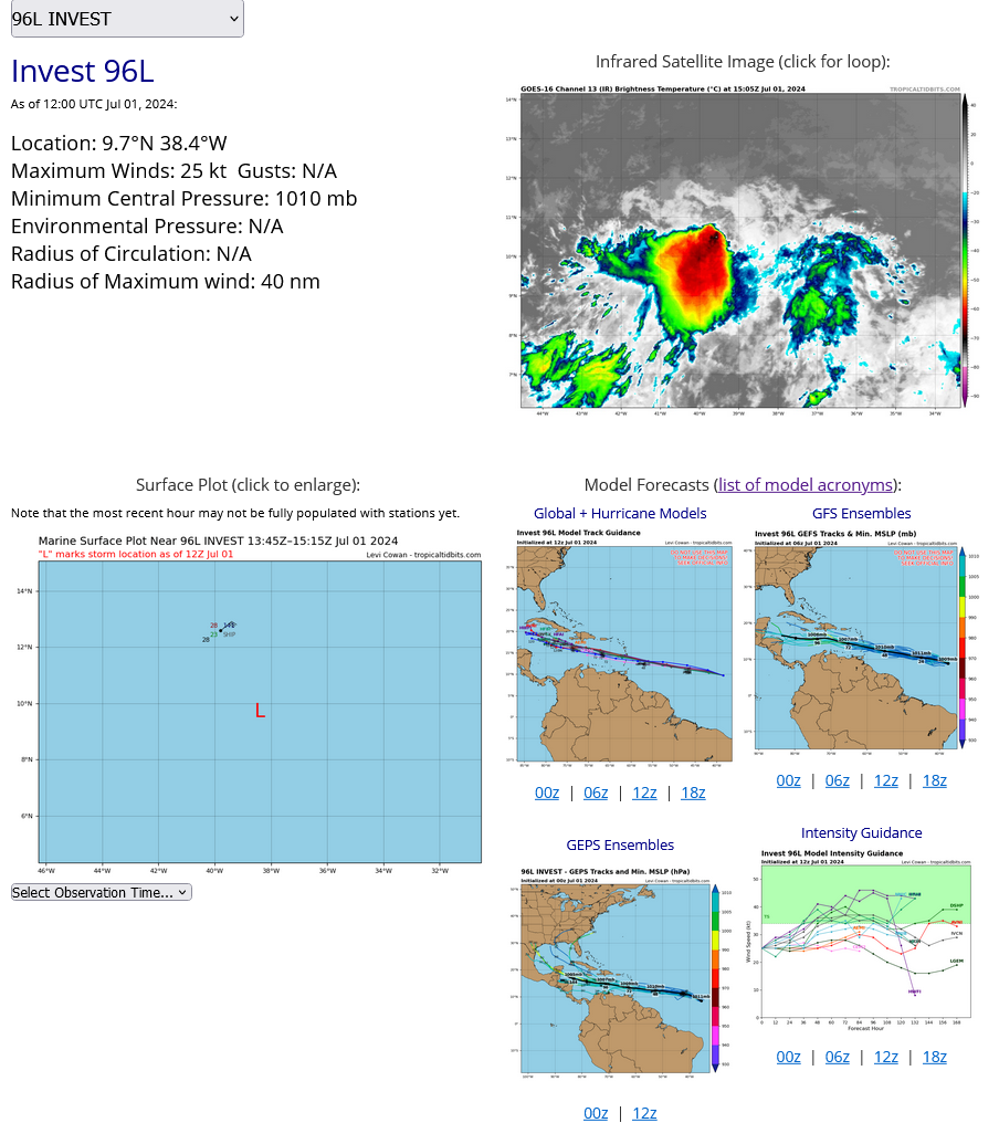 Hurricane 02L(BERYL) unprecedented CAT 4 so early in the season//03L(CHRIS) remnants//INVEST 96L//10 Day ECMWF Storm Tracks//0115utc