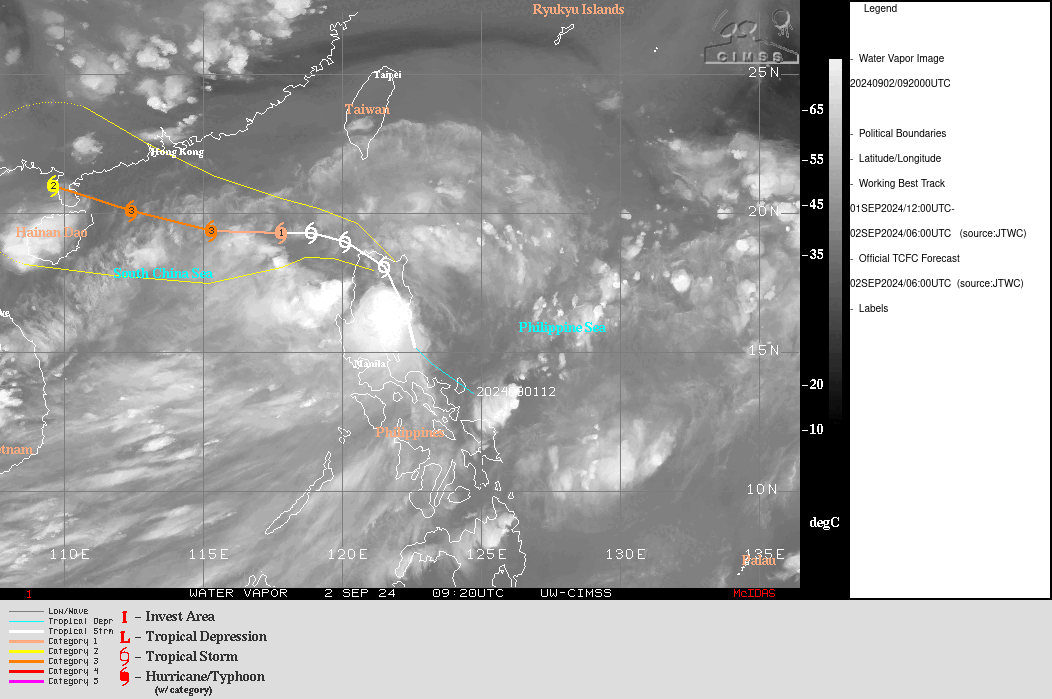 SATELLITE ANALYSIS, INITIAL POSITION AND INTENSITY DISCUSSION: ANIMATED MSI DEPICTS BROAD, RAGGED OUTFLOW IN THE EQUATORWARD DIRECTION AND TO THE SW, INDICATING THE UPSHEAR SIDE IS TO THE NE. THE LLCC HAD PREVIOUSLY BEEN PARTIALLY EXPOSED BY THE VIGOROUS UPPER LEVEL FLOW, BUT THE LLCC HAS BECOME OBSCURED ONCE AGAIN BY A CDO FEATURE. A SLIGHT EXPANSION OF THE COLDER CLOUD TOPS IN THE CDO IMPLY CONTINUED DEVELOPMENT AS THE SYSTEM BRUSHES UP AGAINST THE COAST OF LUZON. THE INITIAL POSITION IS PLACED WITH HIGH CONFIDENCE BASED ON A RADAR FIX IDENTIFYING THE LLCC JUST OFF THE SE COAST OF LUZON. THE INITIAL INTENSITY OF 45 KTS IS ASSESSED WITH MEDIUM CONFIDENCE BASED ON A 020139Z ASCAT IMAGE SHOWING A SWATH OF VELOCITY MAXIMA OF 45-47 KTS IN THE SOUTHEAST QUADRANT UNDER CONVECTION. INTENSITY ESTIMATES DMINT, DPRINT, AND SATCON SUPPORT THE ASSESSMENT WITH ESTIMATES RANGING FROM 40-43 KTS, AND AGENCY SUBJECTIVE DVORAK ESTIMATES TARGET AN INITIAL INTENSITY OF BETWEEN 25 AND 35 KTS.