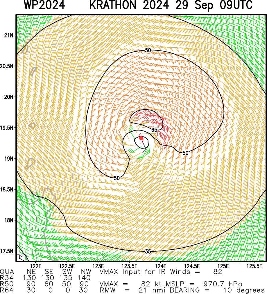 Typhoon 20W(KRATHON) up 45 Knots past 24 hours forecast to intensify within 24/48h approaching Southern TAIWAN// TS 19W(JEBI)//2909utc