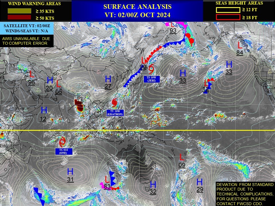 20W(KRATHON) reached Super Typhoon Intensity now bearing down on TAIWAN//19W(JEBI)//TC 01S(ANCHA)//0209utc