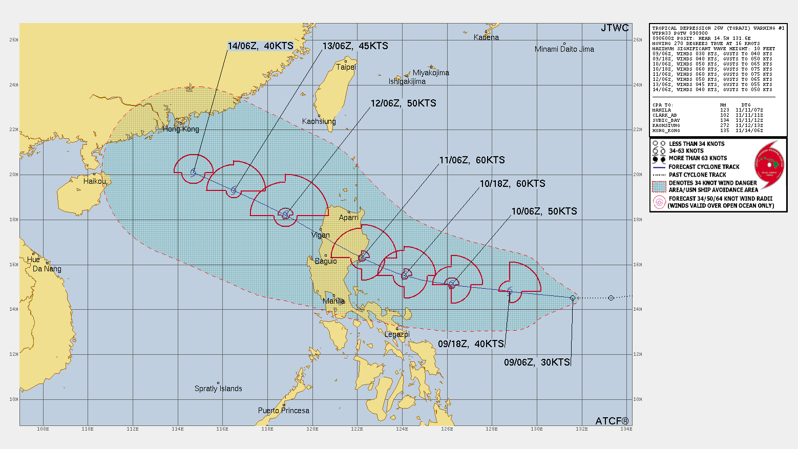 FORECAST REASONING.  SIGNIFICANT FORECAST CHANGES: THIS INITIAL PROGNOSTIC REASONING MESSAGE ESTABLISHES THE FORECAST PHILOSOPHY.  FORECAST DISCUSSION: TROPICAL DEPRESSION (TD) 26W IS FORECAST TO TRACK WESTWARD TO WEST-NORTHWESTWARD THROUGH TAU 48, WITH LANDFALL ANTICIPATED NEAR TAU 48. DUE TO THE FAVORABLE ENVIRONMENT AND RAPIDLY IMPROVING CONVECTIVE ORGANIZATION, THE SYSTEM WILL LIKELY REACH TROPICAL STORM STRENGTH QUICKLY AND CONTINUE TO INTENSIFY AT A  FASTER-THAN-CLIMATOLOGICAL RATE, REACHING A PEAK OF 60 KNOTS BY TAU 36. HOWEVER, THERE IS MODERATE POTENTIAL FOR RAPID INTENSIFICATION (RI), WHICH COULD ALLOW THE SYSTEM TO REACH MINIMAL TYPHOON STRENGTH PRIOR TO LANDFALL. UNFORTUNATELY, RI GUIDANCE IS VERY LIMITED AT THIS TIME. AFTER CROSSING LUZON AND WEAKENING, THE SYSTEM SHOULD TRACK WEST-NORTHWESTWARD TO NORTHWESTWARD ALONG THE SOUTHWEST PERIPHERY OF THE STR, WITH STEADY WEAKENING DUE TO INCREASING VWS AND DRY AIR ENTRAINMENT.