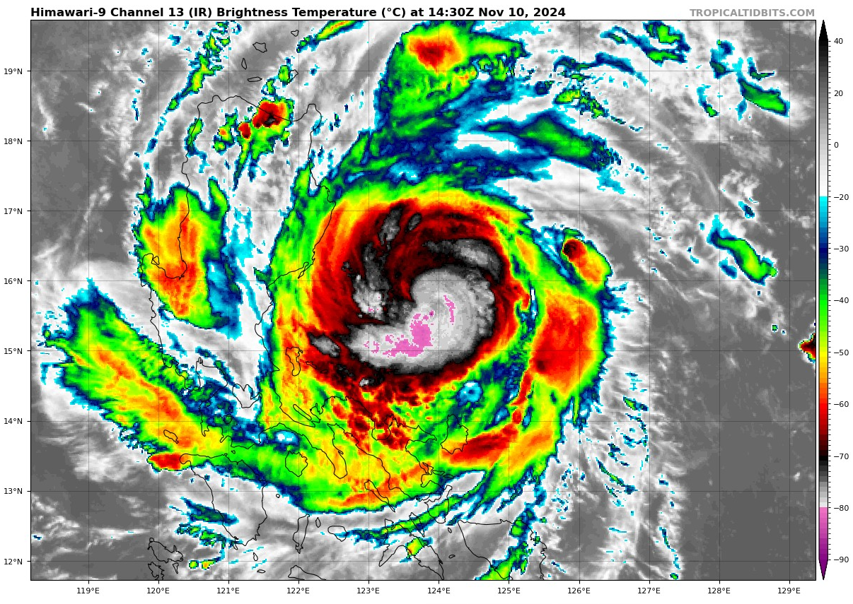 Typhoon 26W(TORAJI) intensifying and bearing down on LUZON// 1015utc