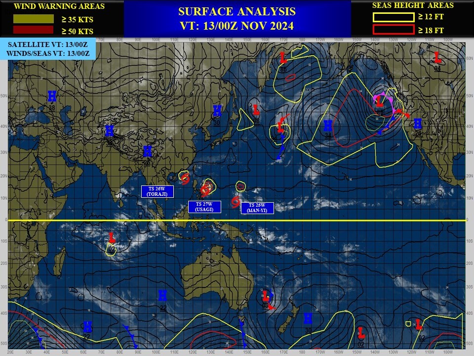 Typhoon 27W(USAGI) intensifying brushing the NE tip of LUZON//TS 25W(MAN-YI) intensifying gradually approaching LUZON//INVEST 95S//3 Week TC Formation Probability//1309utc 