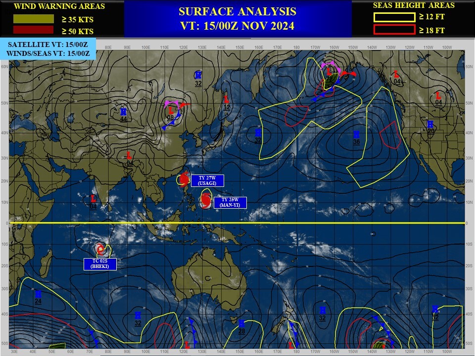 Typhoon 25W(MAN-YI) intensifying//TC 02S(BHEKI) intensifying// TY 27W(USAGI) weakening//1503utc