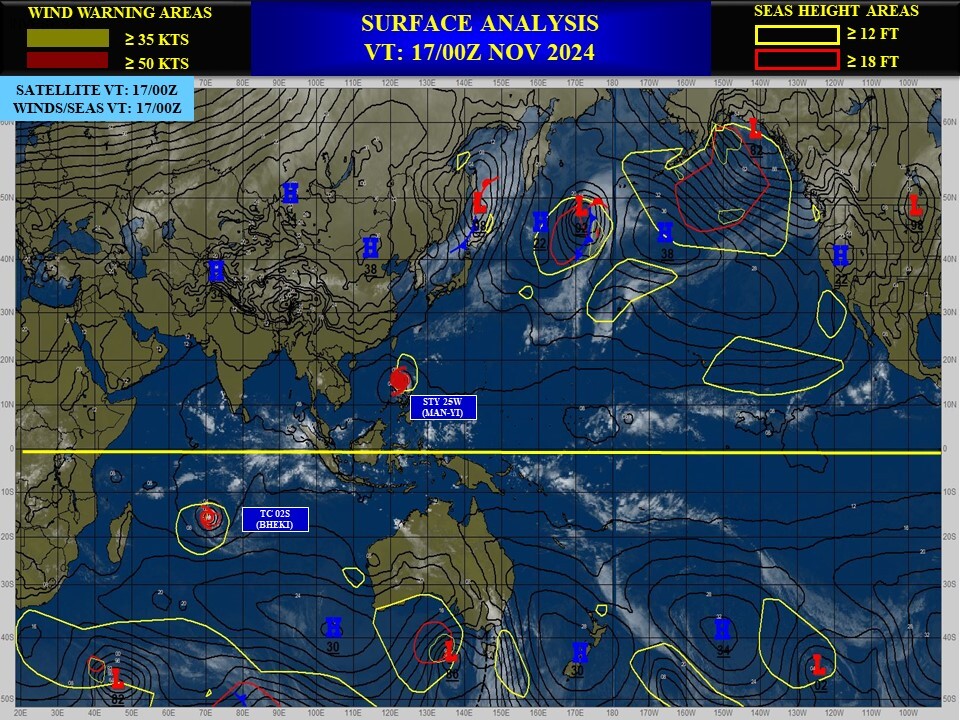 Super Typhoon 25W(MAN-YI) landfall South of CASIGURAN/LUZON//TC 02S(BHEKI) Strong CAT 3 US  above forecast//1709utc 