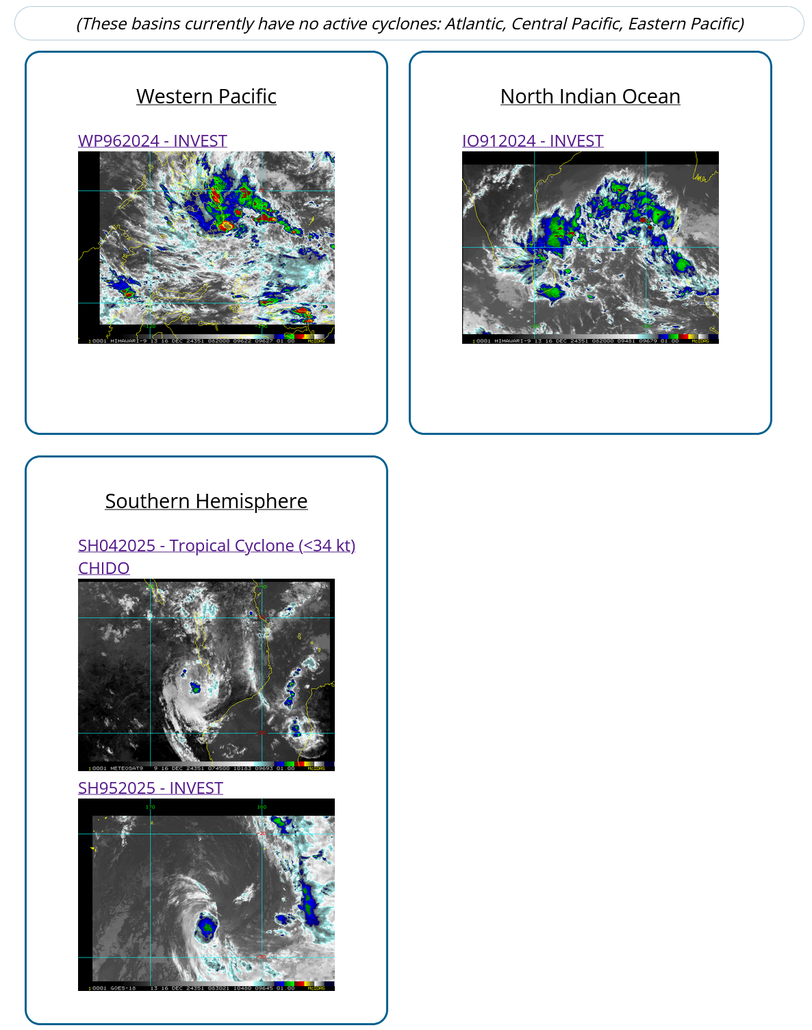 INVEST 96W// INVEST 95P// Over-land TC 04S(CHIDO)//1609utc