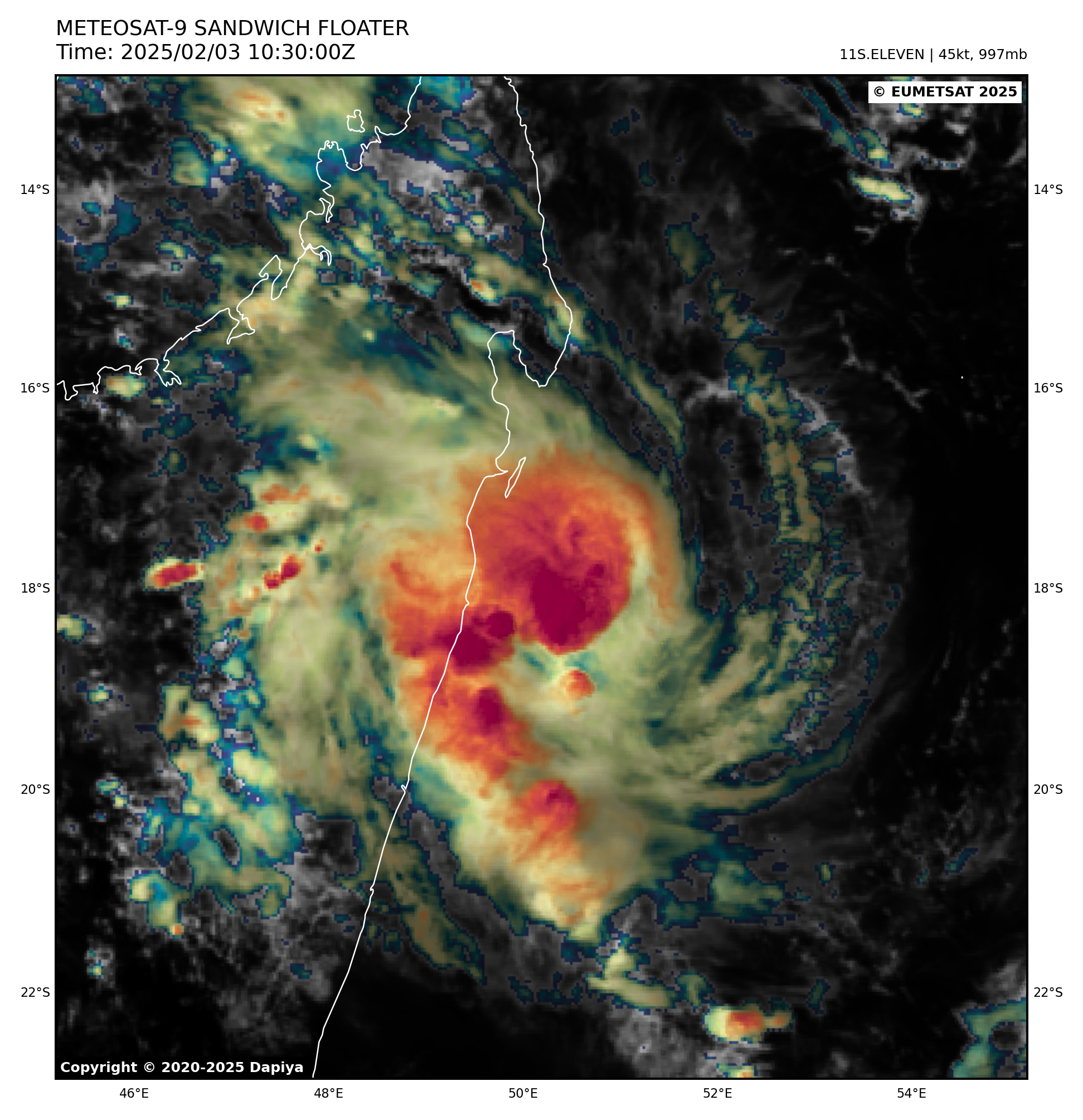 Busy Southern Hemisphere// TC 11S(FAIDA) landfall near Toamasina/MADAGASCAR//02 FEB 2025 12utc