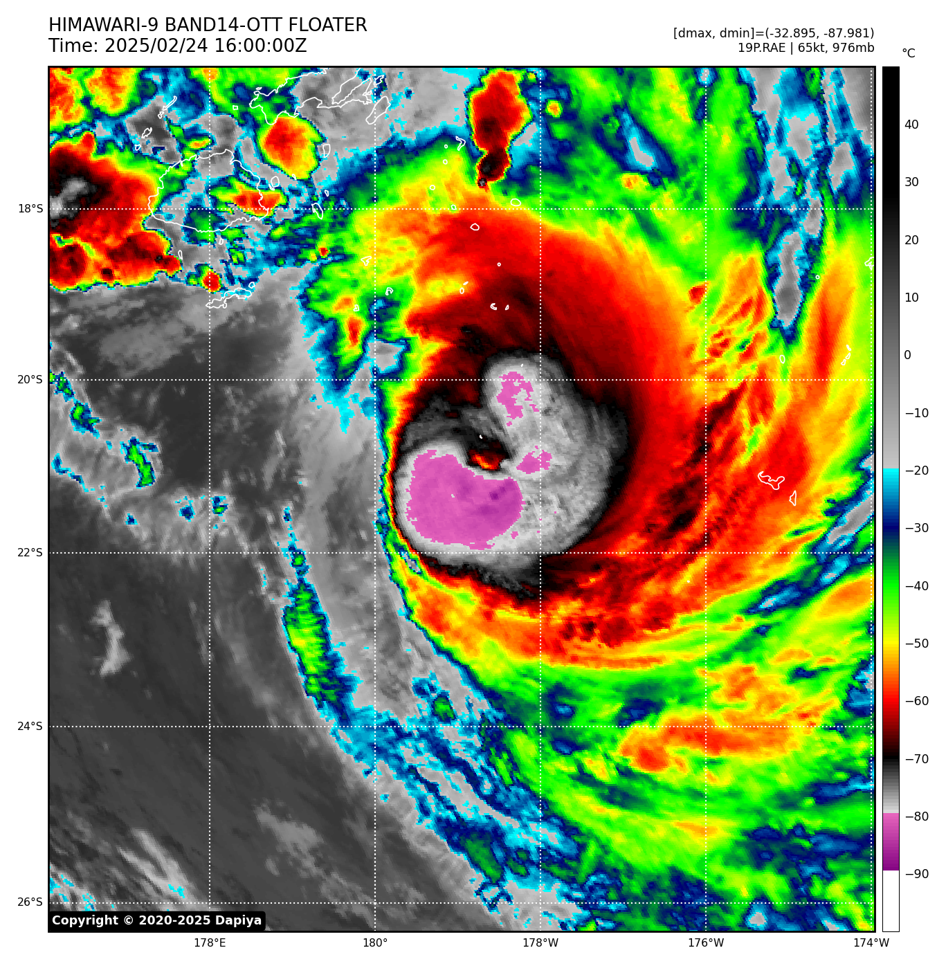 SATELLITE ANALYSIS, INITIAL POSITION AND INTENSITY DISCUSSION: ANIMATED MULTISPECTRAL SATELLITE IMAGERY (MSI) DEPICTS DEEP CONVECTION WRAPPING AROUND THE LOW-LEVEL CIRCULATION CENTER (LLCC), CLEARLY ATTEMPTING TO DEVELOP AN EYE BUT NOT QUITE THERE. THE CENTER IS CLEARING SLIGHTLY, PARTIALLY REVEALING THE LLCC. THE INITIAL POSITION IS PLACED WITH HIGH CONFIDENCE BASED ON A 24-615Z F-17 SSMIS COLOR-ENHANCED 37GHZ IMAGE HIGHLIGHTING A MICROWAVE EYE FEATURE WITH A DRY SLOT TO THE SOUTHWEST. THE INITIAL INTENSITY OF 65 KTS IS ASSESSED WITH HIGH CONFIDENCE MEDIUM CONFIDENCE BASED ON THE OBJECTIVE CIMSS INTENSITY DATA LISTED BELOW, LENDING HIGHER INTENSITY VALUES THAN THE AGENCY FIXES.