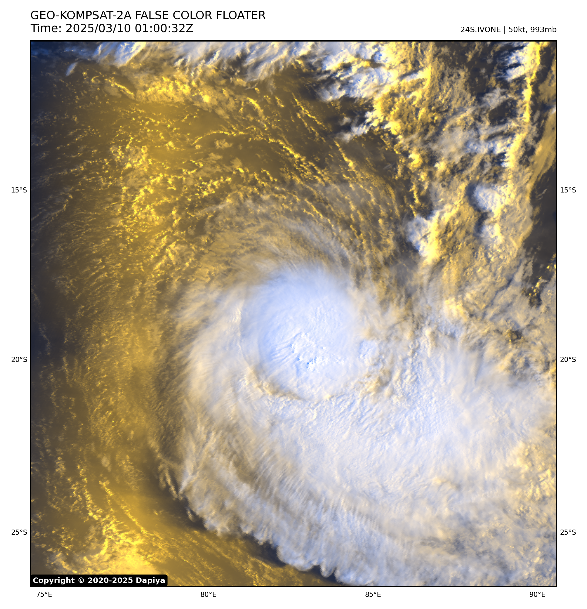 TC 25S(JUDE) CAT 1 US landfall over MOZAMBIQUE// TC 24S(IVONE) peaking// 1000utc