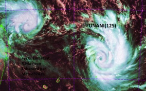 FUNANI(12S) prévue de passer à 250km de Rodrigues la nuit prochaine