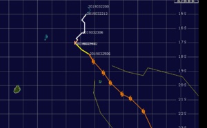 19h30: rafales de 150/160 km/h enregistrées à RODRIGUES, 13è bulletin de cyclone de MMS