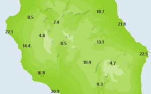 Coup de frais sur les Iles Soeurs. REUNION: 3.9° au Maïdo la nuit dernière. MAURICE: 15° à Curepipe