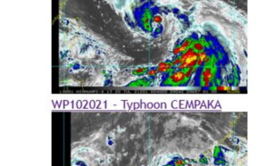 Western Pacific: 10W(CEMPAKA) has reached Typhoon/CAT 1 Southwest of Hong Kong, 09W(IN-FA) near Typhoon intensity and intensifying, 20/03utc updates