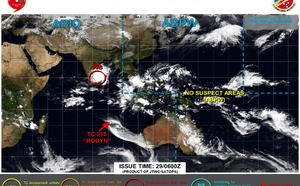 TC 03S(ROBYN) peaked now being sheared apart//INVEST 99B TFCA re-issued//3 Week TC Formation Probability//2906utc  