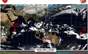 TC 07S(DIKELEDI) landfall over Northern MADAGASCAR at Typhoon Intensity re-intensifying once over the MOZ Channel//TC 08P(PITA)//3 Week TC Formation Probability//1109utc 