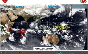 TC 25S(JUDE) intensifying forecast landfall near Toliara/MADAGASCAR within 24h// TC 24S(IVONE) unravelling// 3 Week Tropical Cyclone Formation Probability//1400utc 